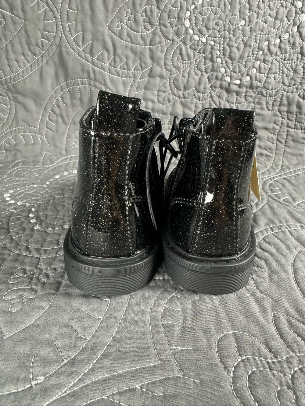 Thereabouts Toddler Girls Lil Reese Black Glittery Combat Boots NWT Size 6